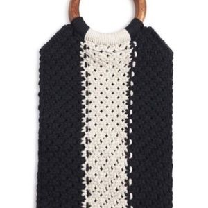 NWT Laude The Label GABBY Black and White Small Macrame crochet Bag Sealed